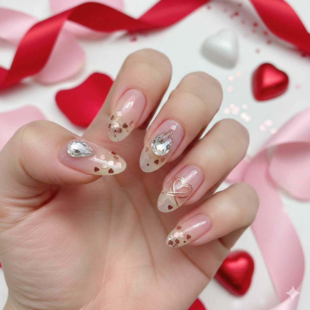 3D Valentine nail art

