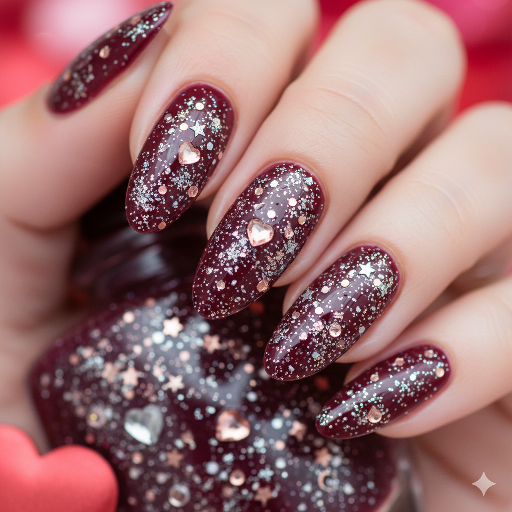 3D Valentine nail art
