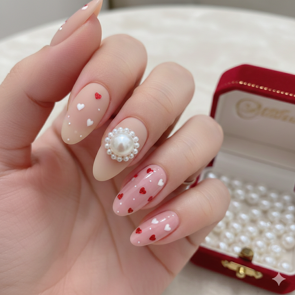 3D Valentine nail art
