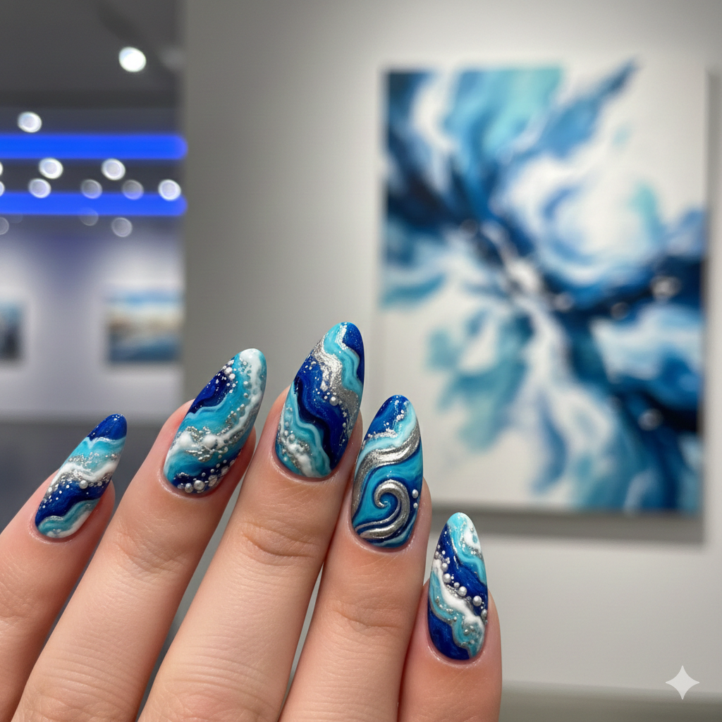 Abstract Wave Crash Nails