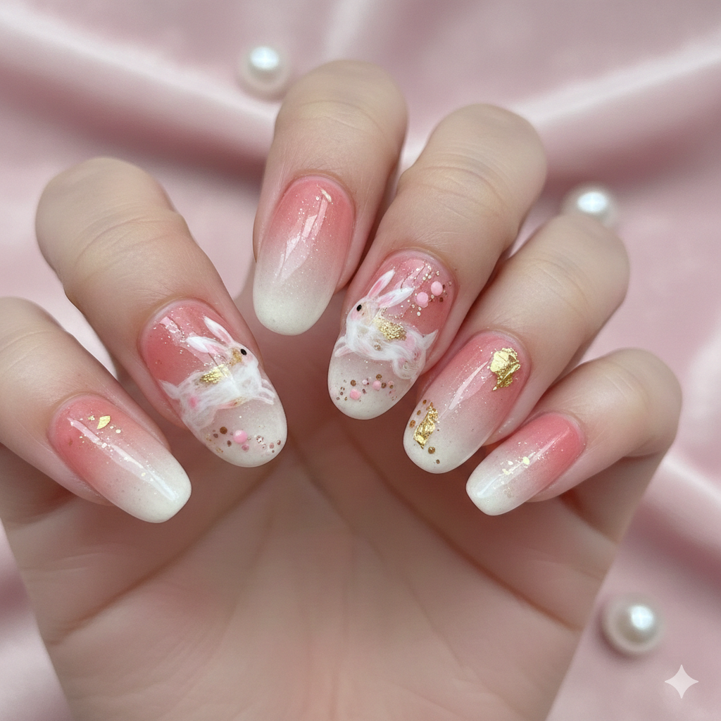 Blush Gradient Rabbit Art