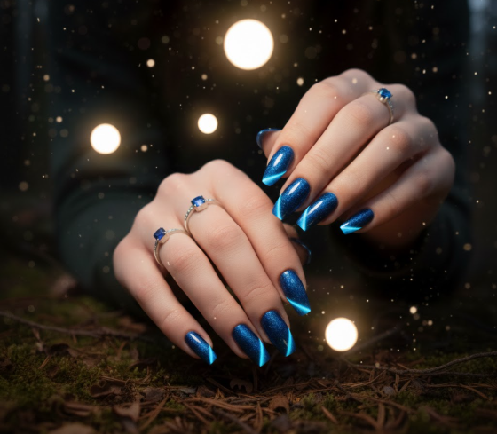 Cat Eye Nail Design with Corner Glow

