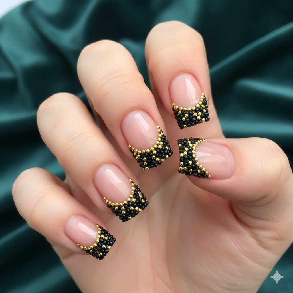 Caviar Micro-Beads French Nails