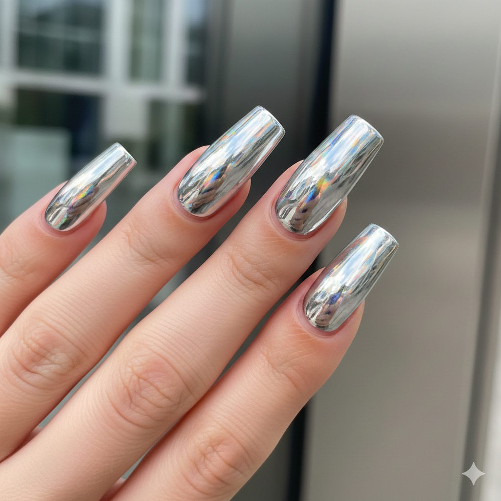 Chrome French nails 