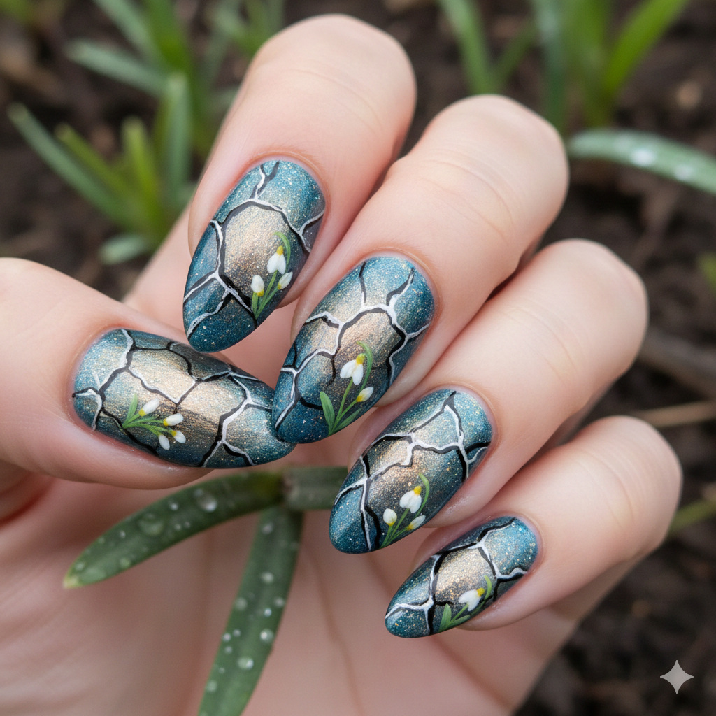 Cracked Pond March Nails
