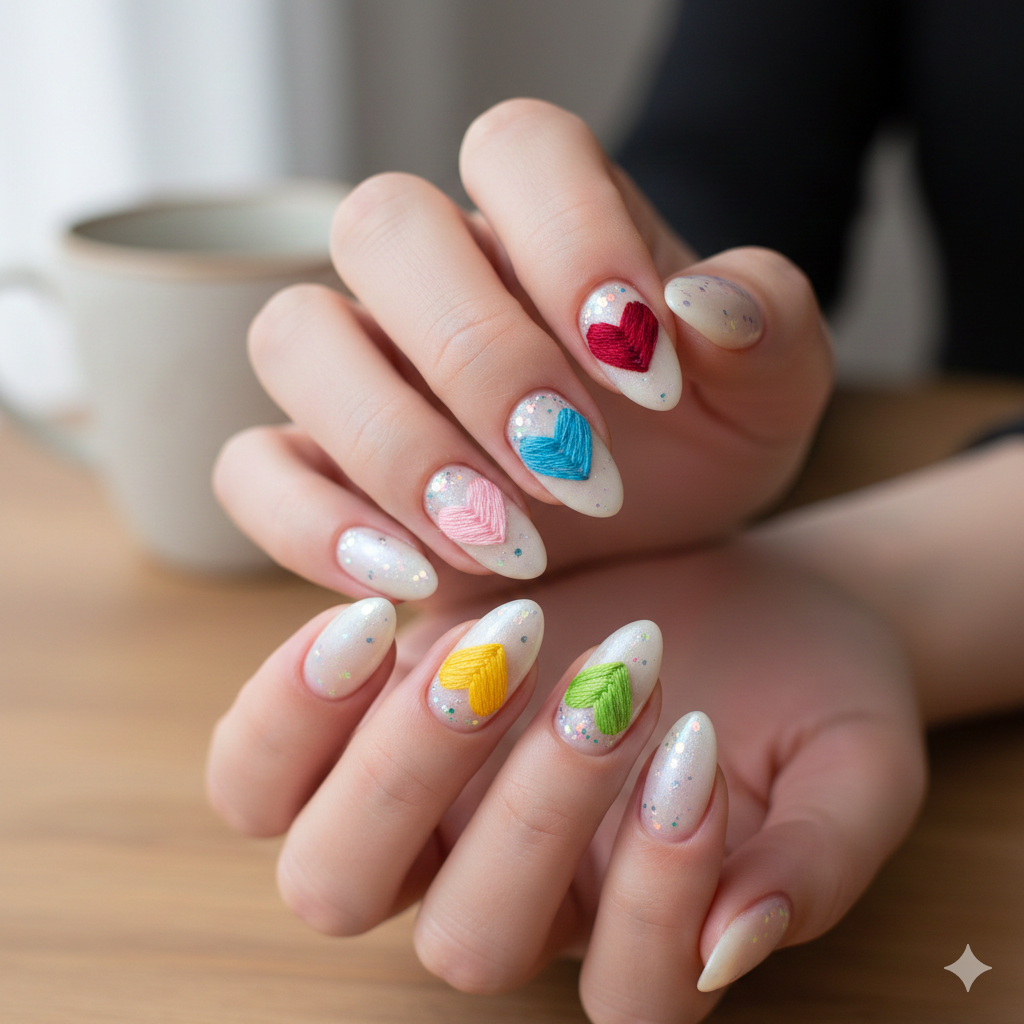 Embroidery Floss Hearts