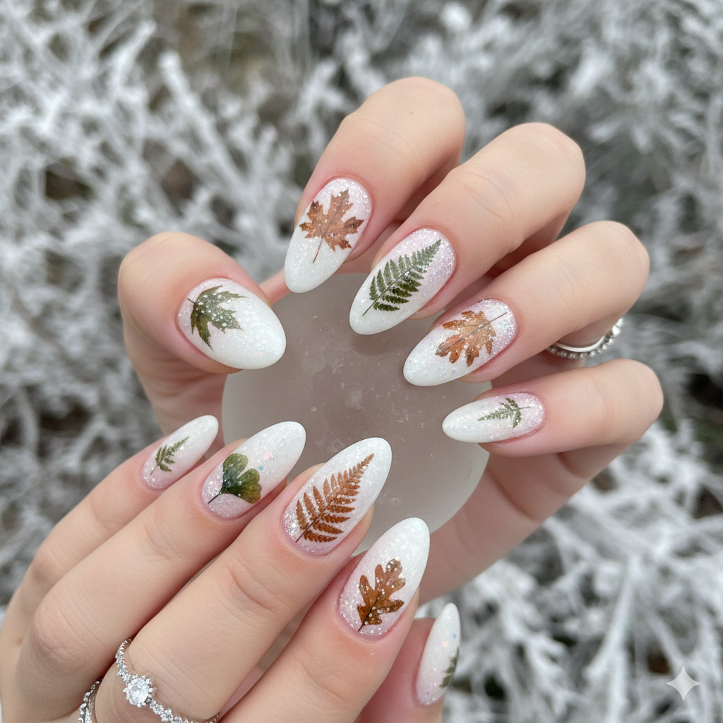 Frost-Pressed Leaf Nails