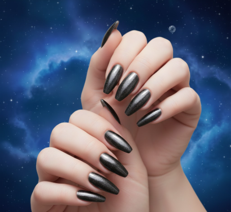 Metallic Smoke Chrome Cat Eye Nails