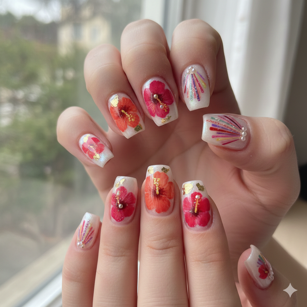 Mixed Media Hibiscus Art