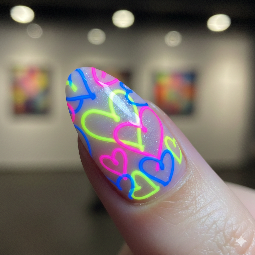 Neon Scribble Hearts