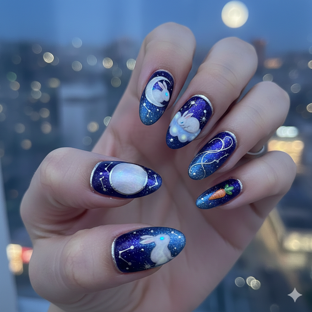 Night-Time Bunny Nails