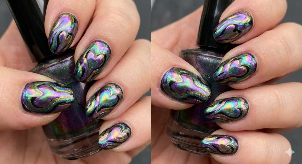 Oil Slick Abstract Hearts