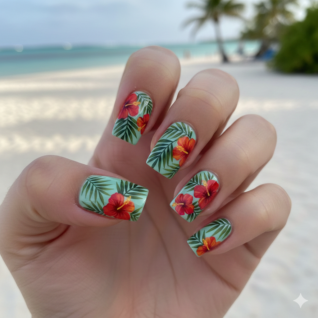 Palm Leaf and Hibiscus Tropical Mix