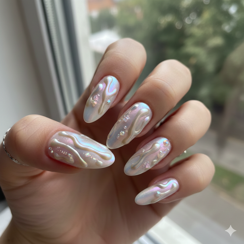 Pearlescent Drizzle nail art