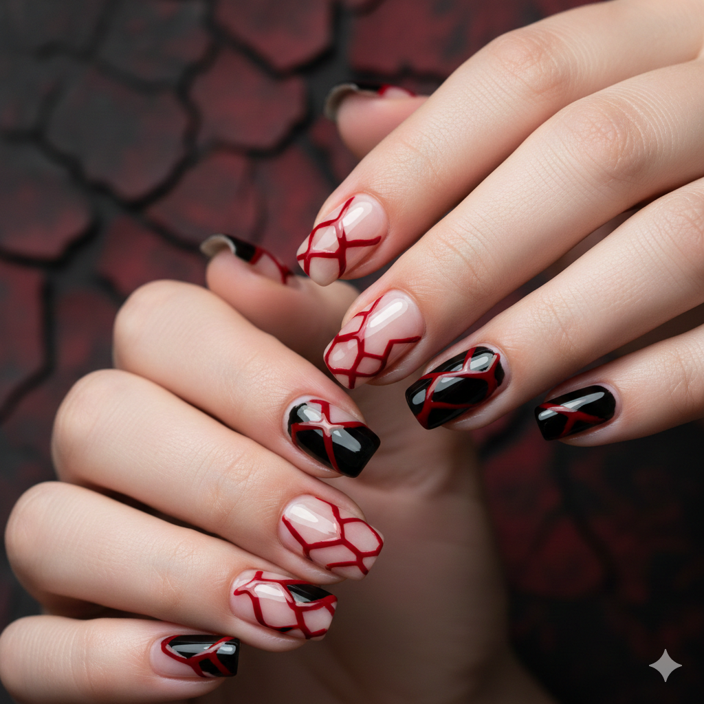 Red and black nails