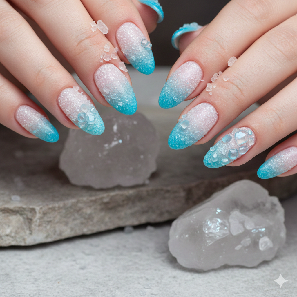 Salt Crystals Gradient nails