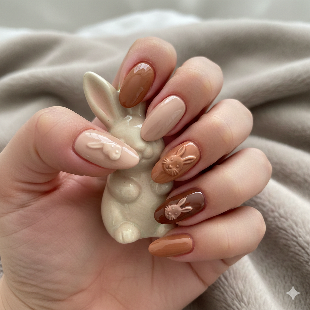 Skin-Tone Bunny Nails