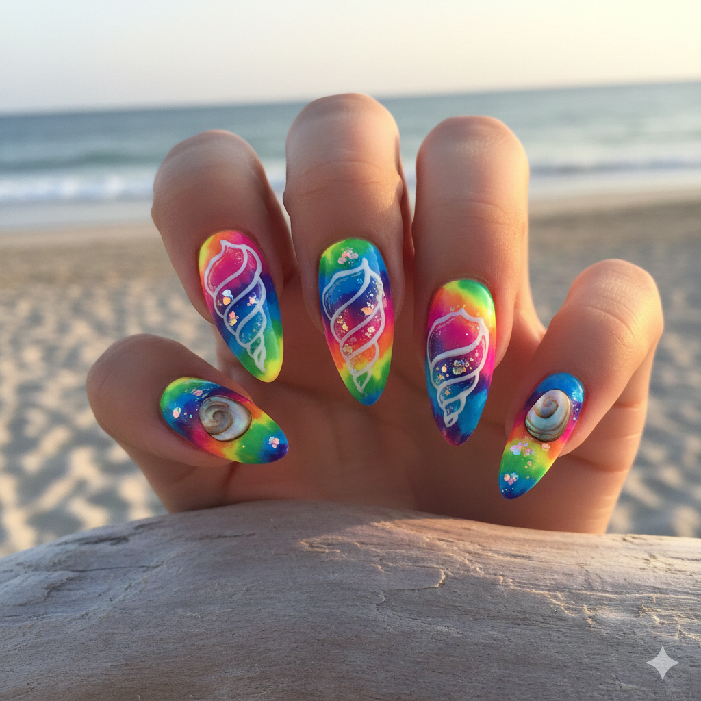 Tie-Dye Conch Nails