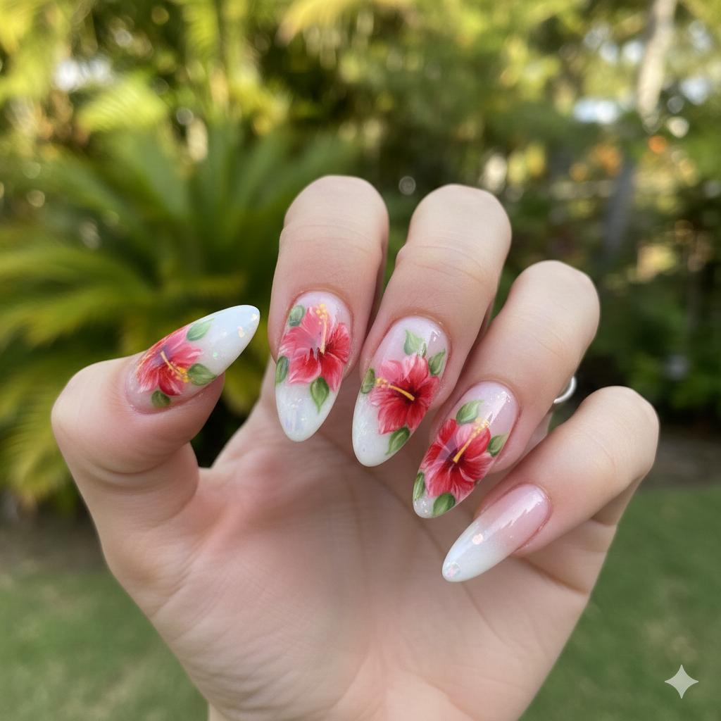 Translucent Tip with Airbrushed Hibiscus