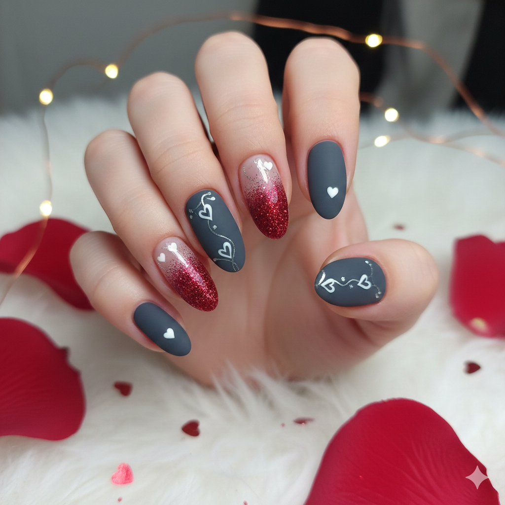 Valentine nails for short nails
