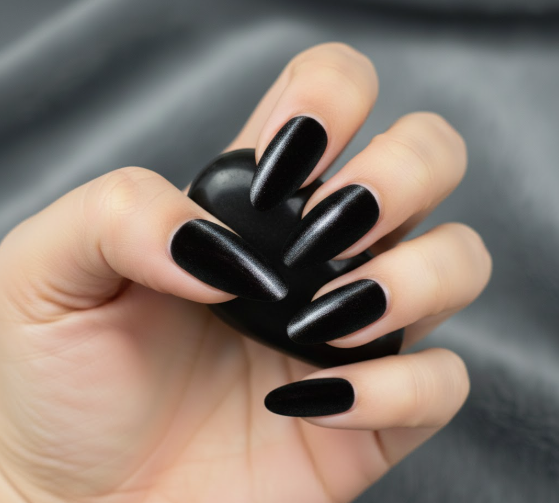 Velvet Shadow Black Cat Eye Nails Design