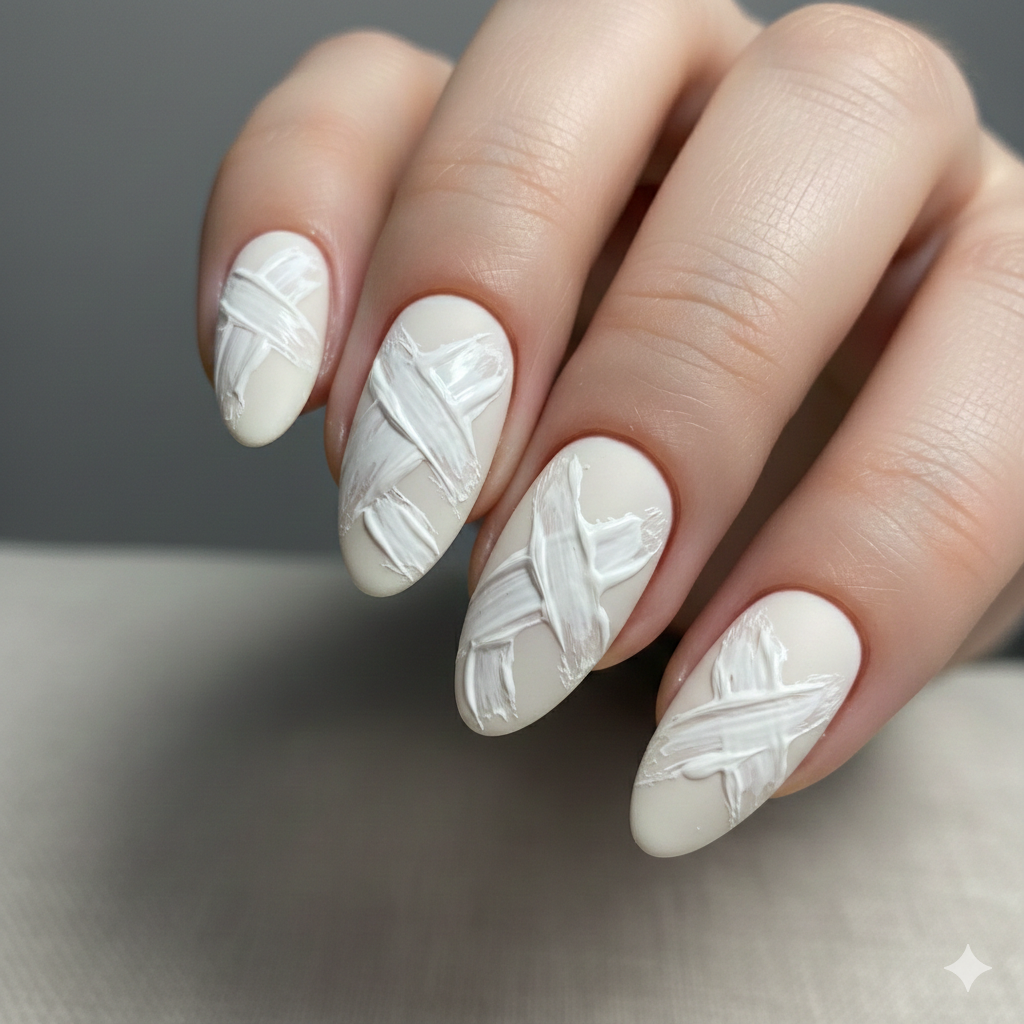 White Canvas Stroke Nails