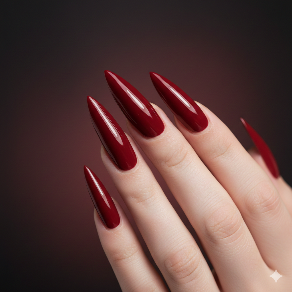 deep red nails
