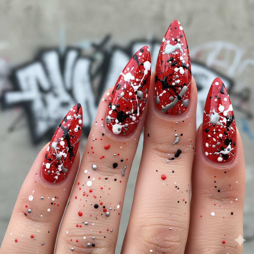 edgy red nail