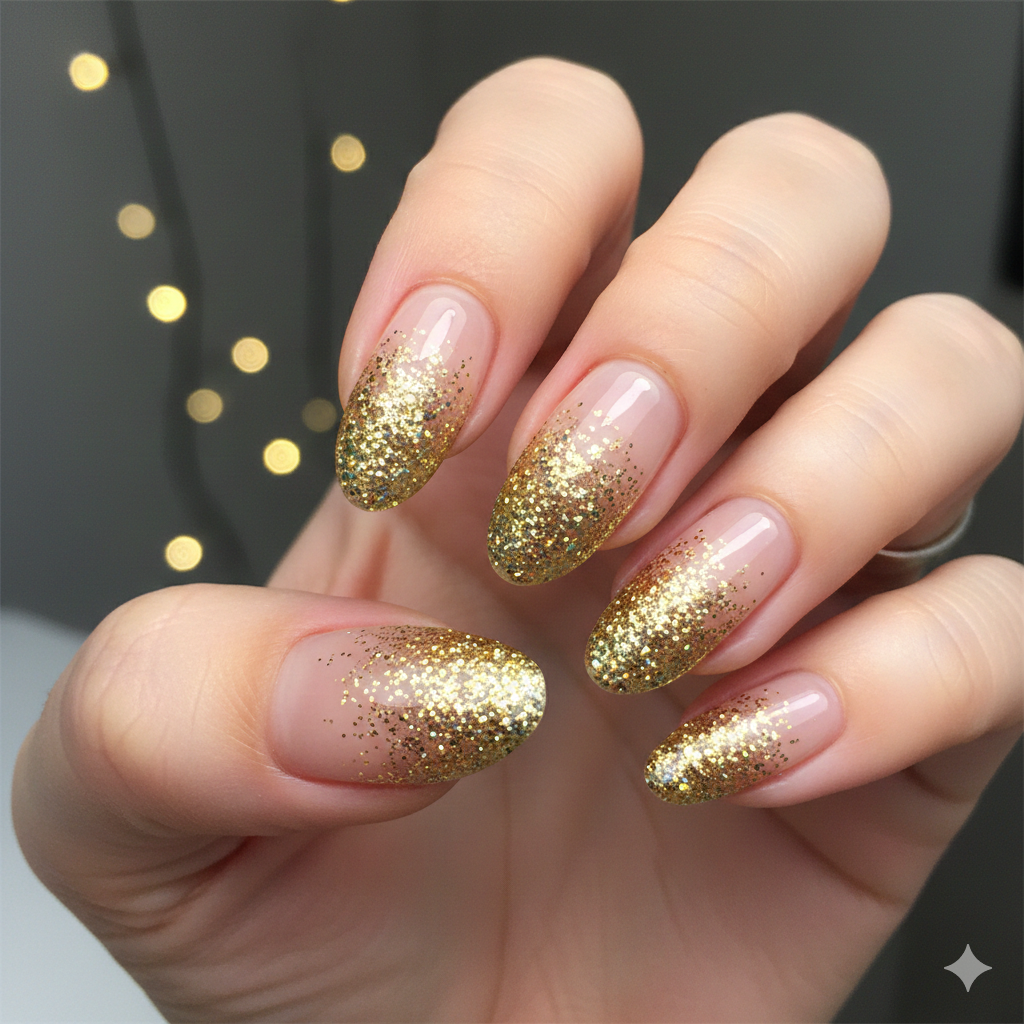 glitter French manicure