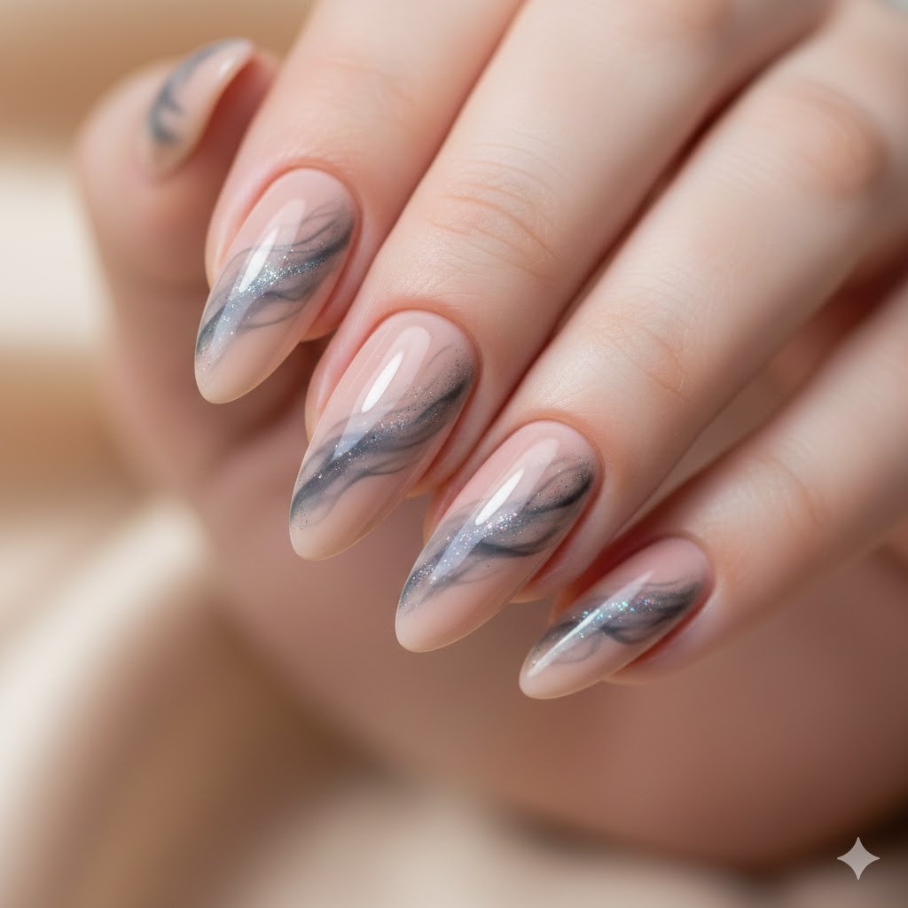 Soft Smoke Cat Eye Nails