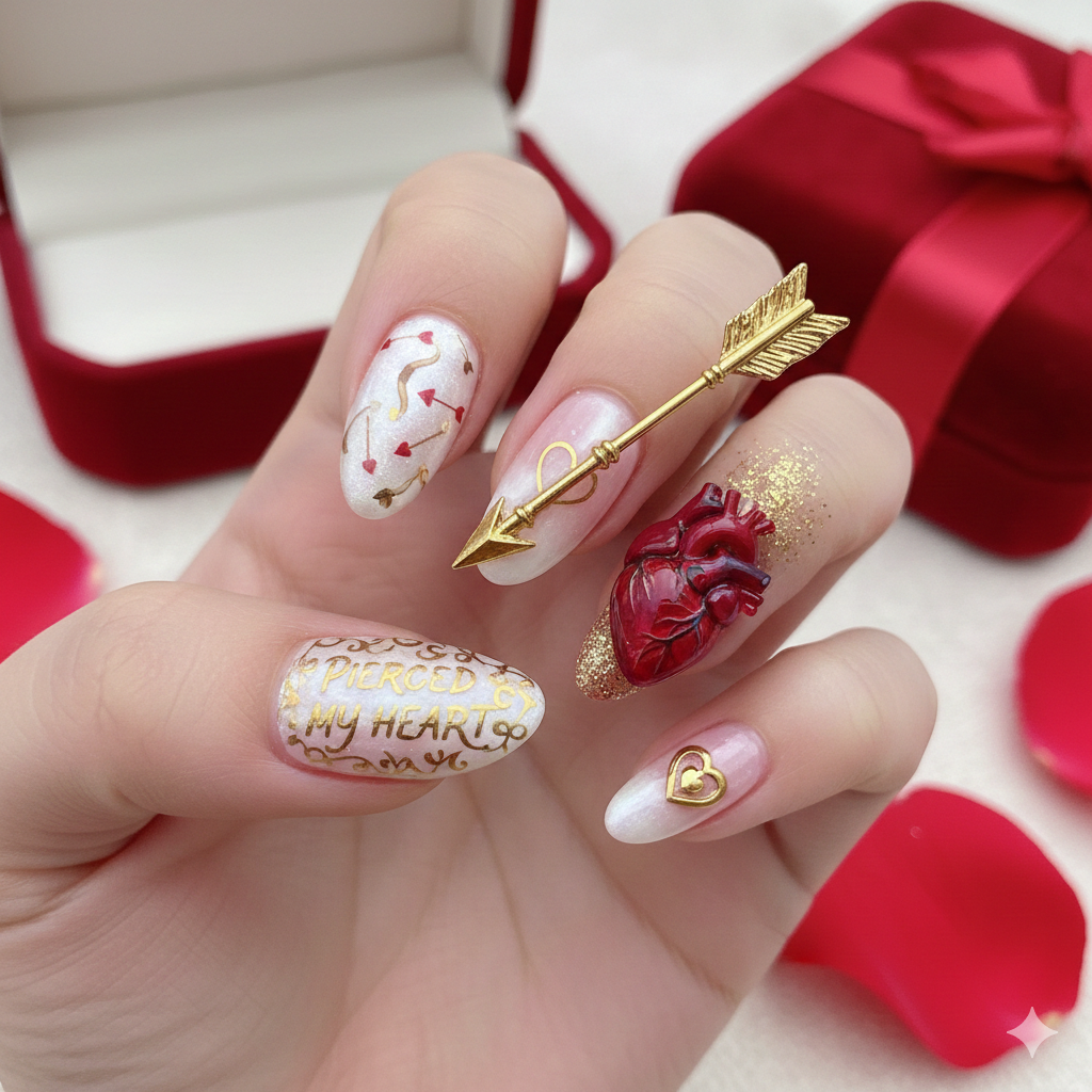 luxury Valentine nail art


