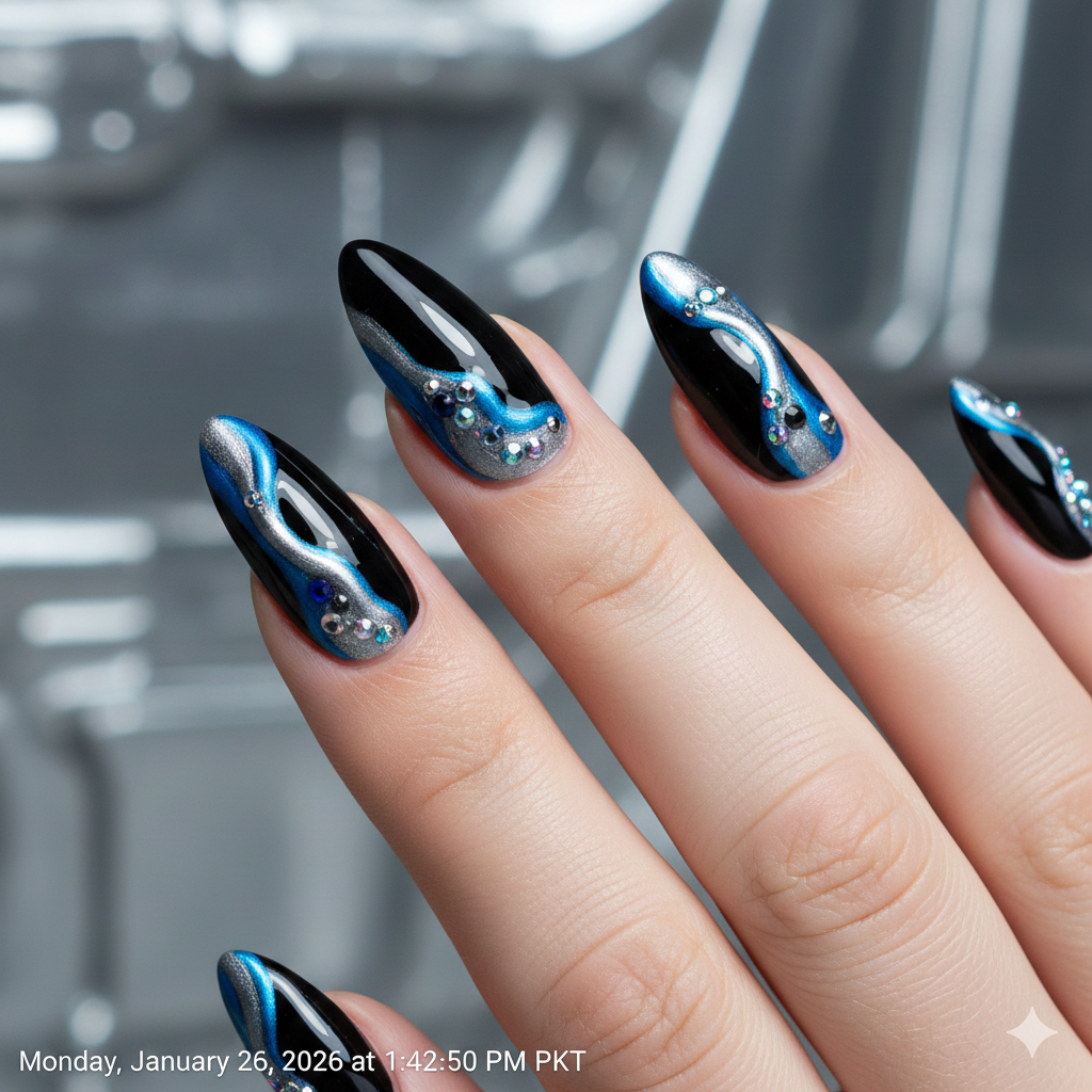 minimalist line nail art