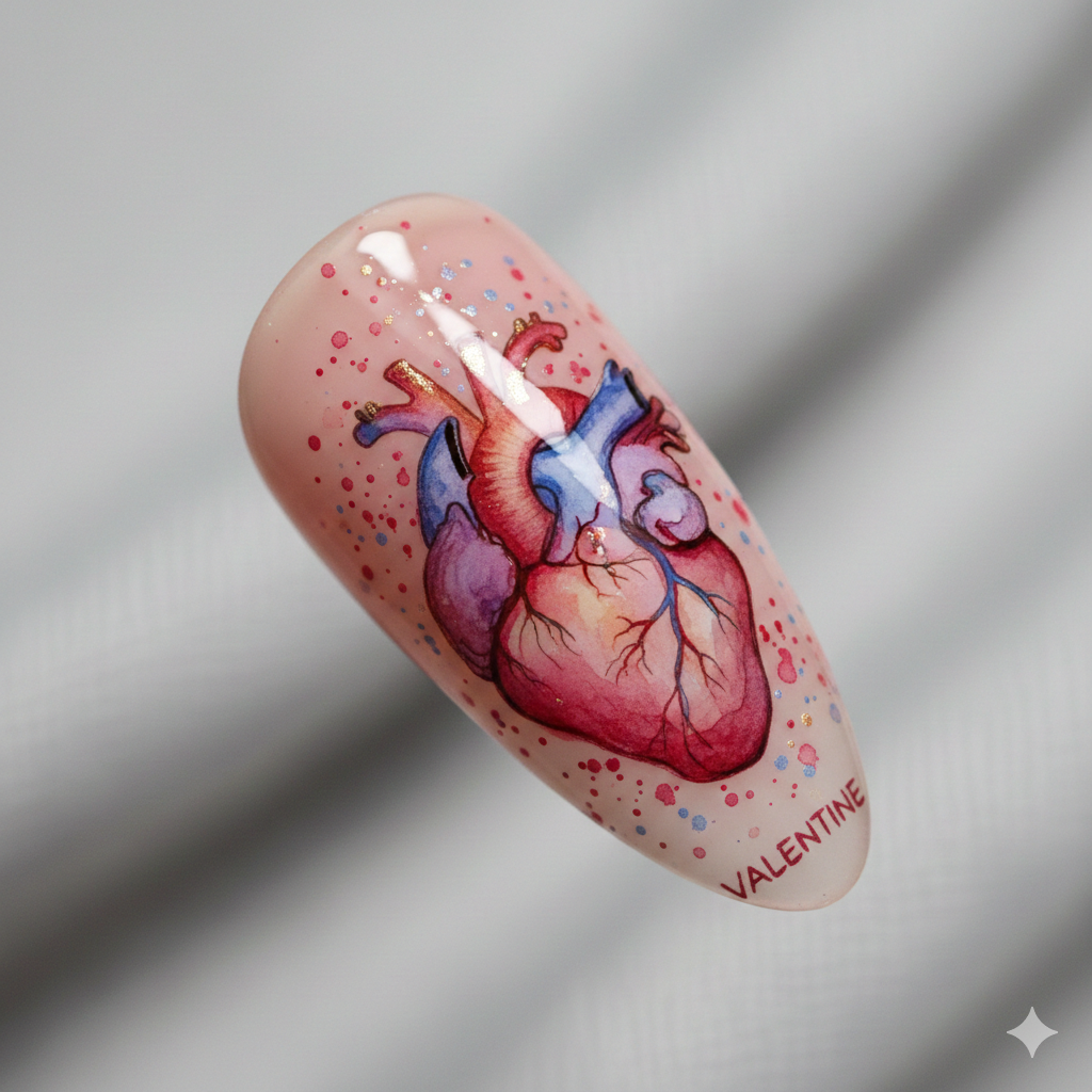 love-themed nail art