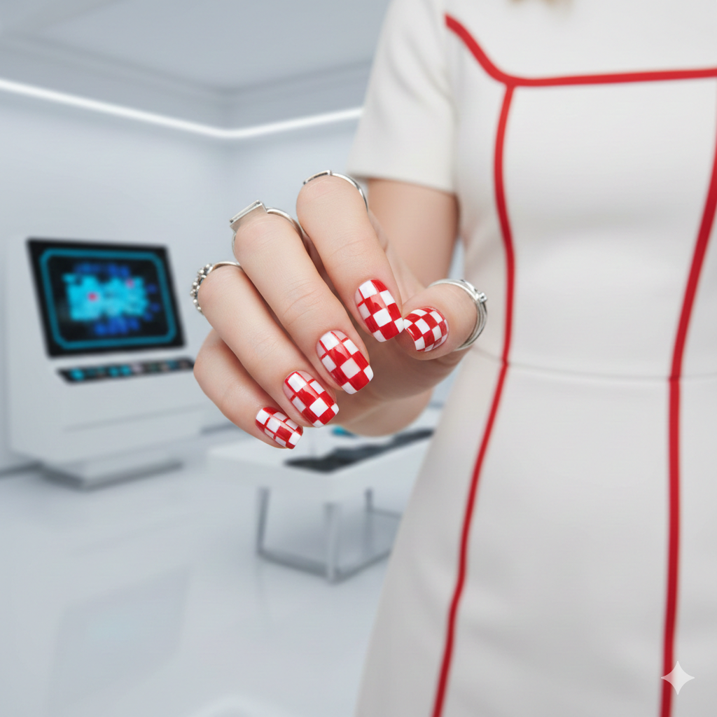 red-and-white nails 