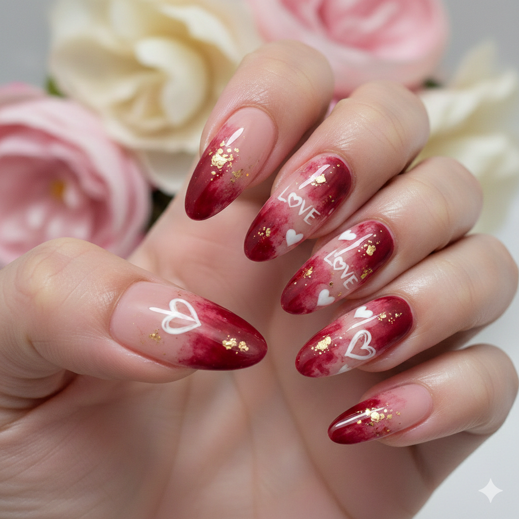 romantic Valentine nails

