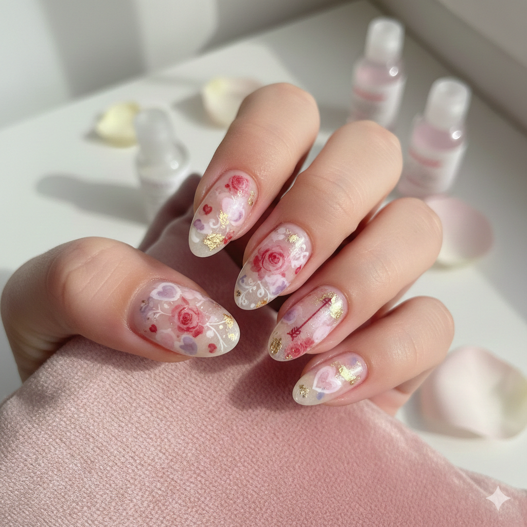 romantic Valentine nails
