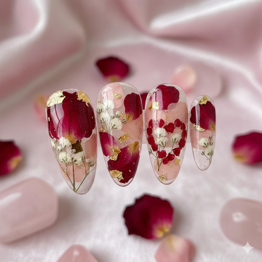 rose Valentine nails