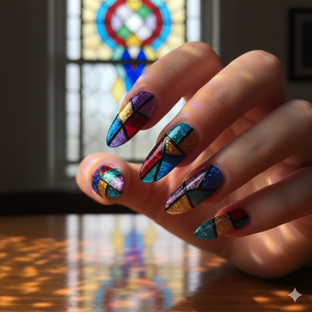 Abstract Stained Glass Window Nails