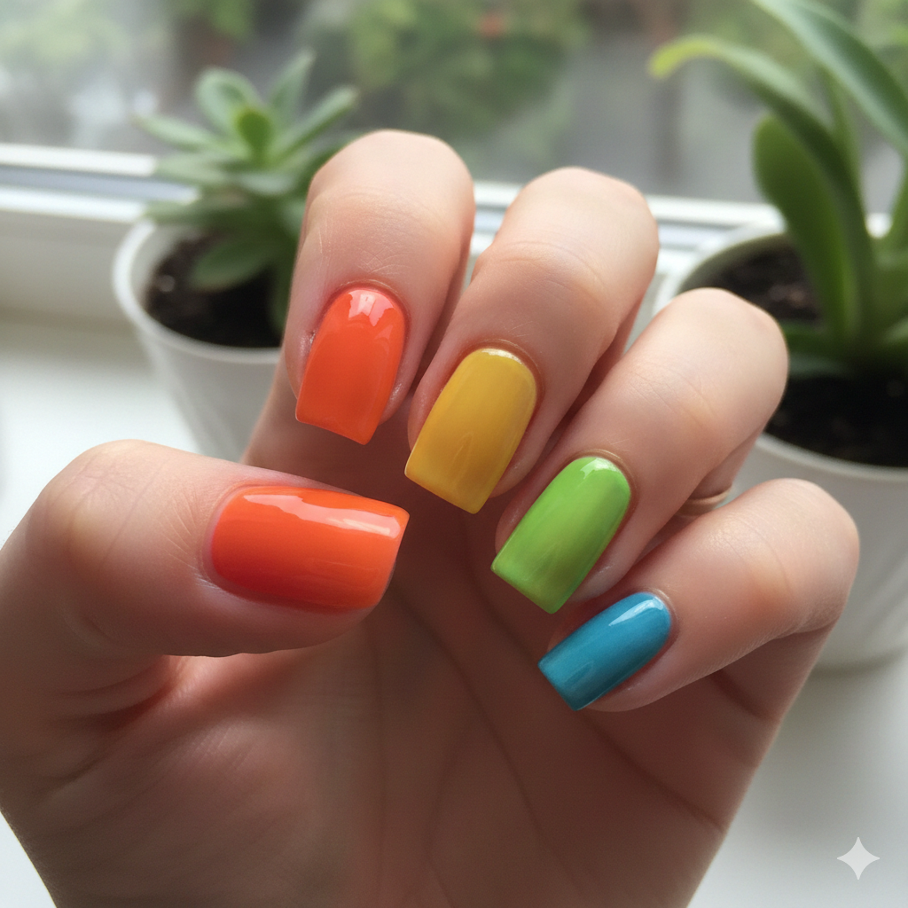Gradient Skittles Mani