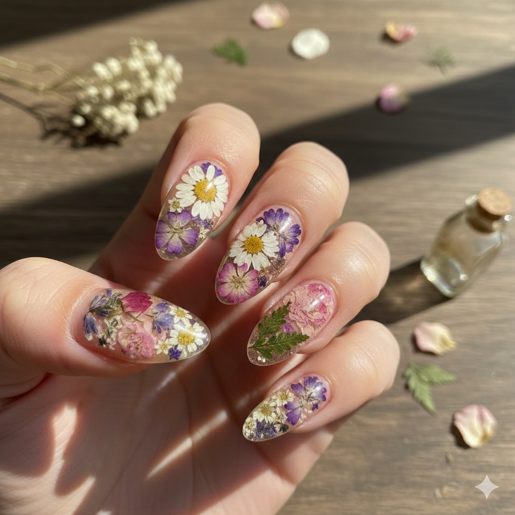 Layered Dry Flowers Encased in Glass