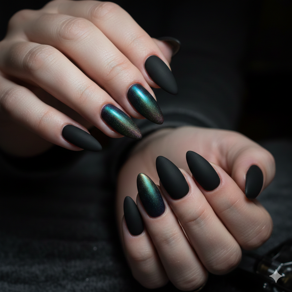 Oil Slick Matte dip nails