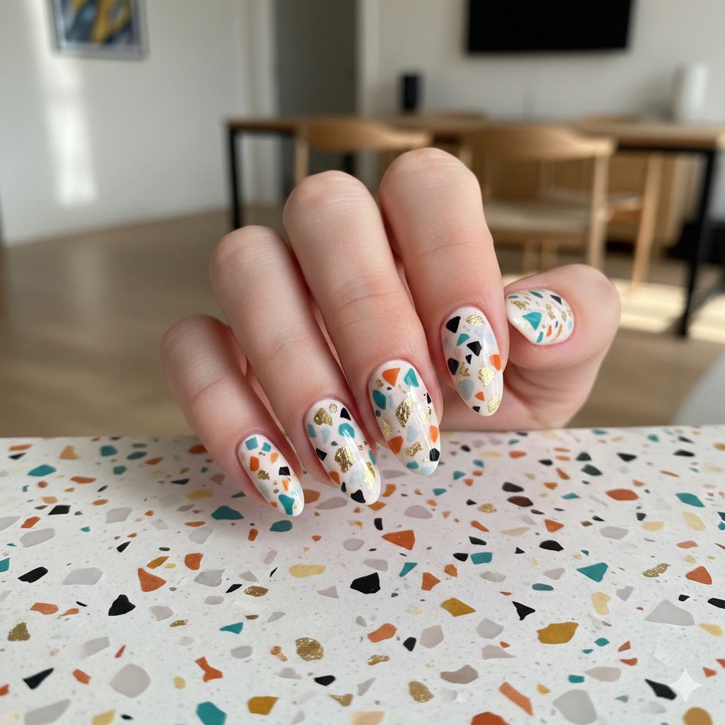 Terrazzo Flooring with Gold Flakes