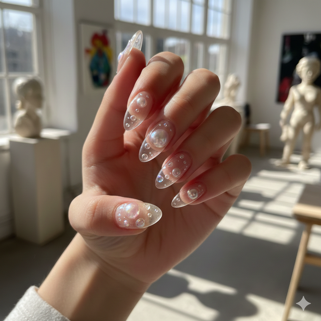 The "Floating Orb" Bubble Nails