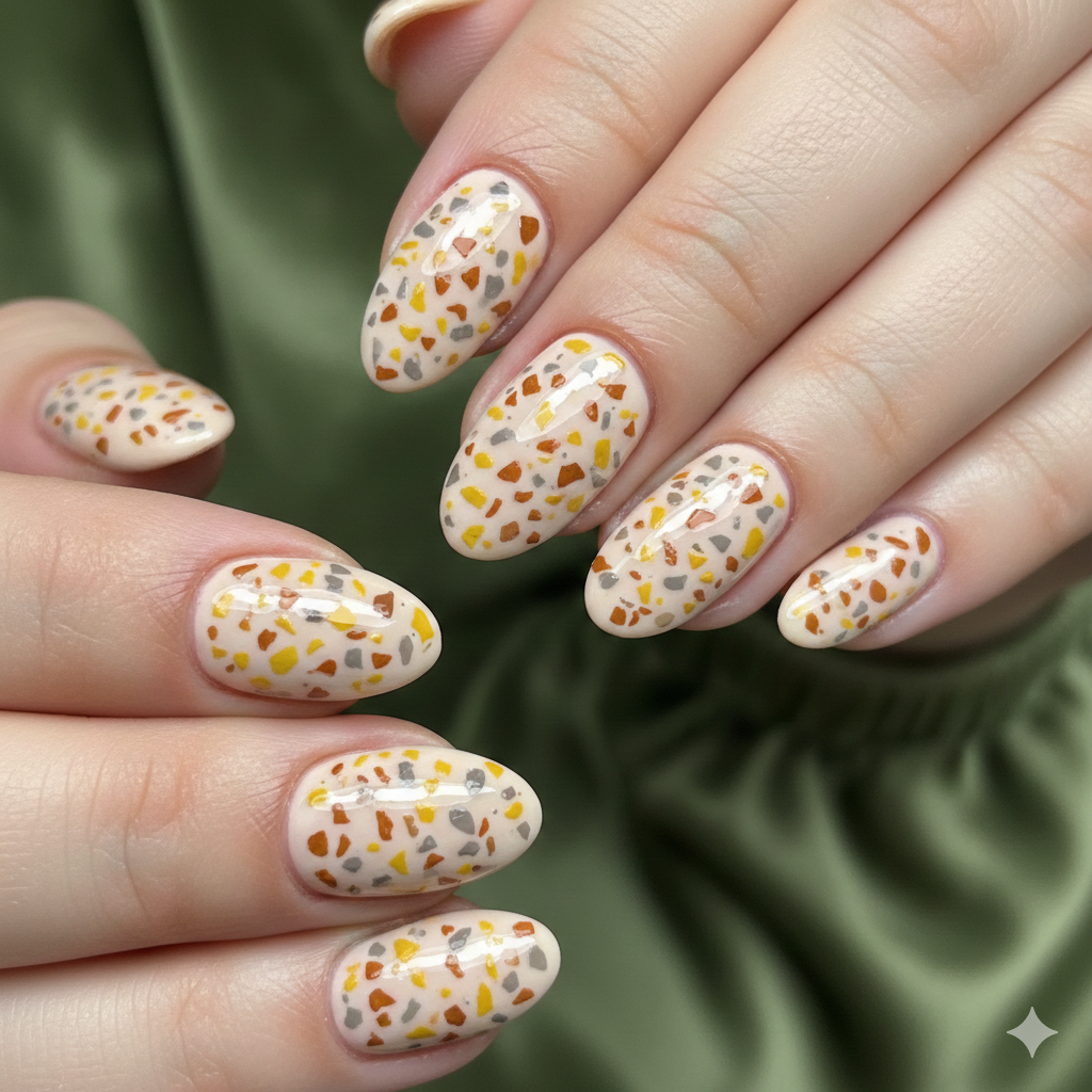 The Terrazzo Stone Finish Dip Nail